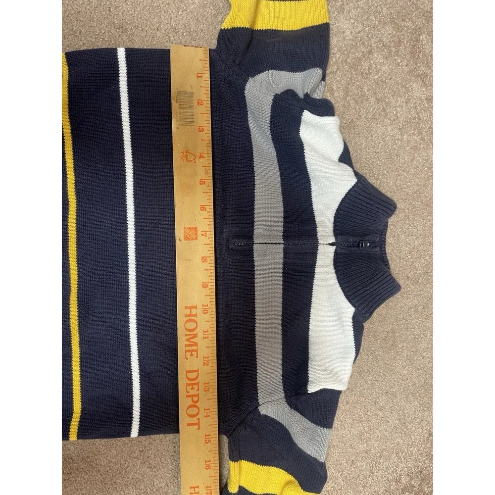 Gymboree Boys Size‎ S 5/6 Cotton Pullover Sweater Blue Yellow Gray White 1/4 Zip